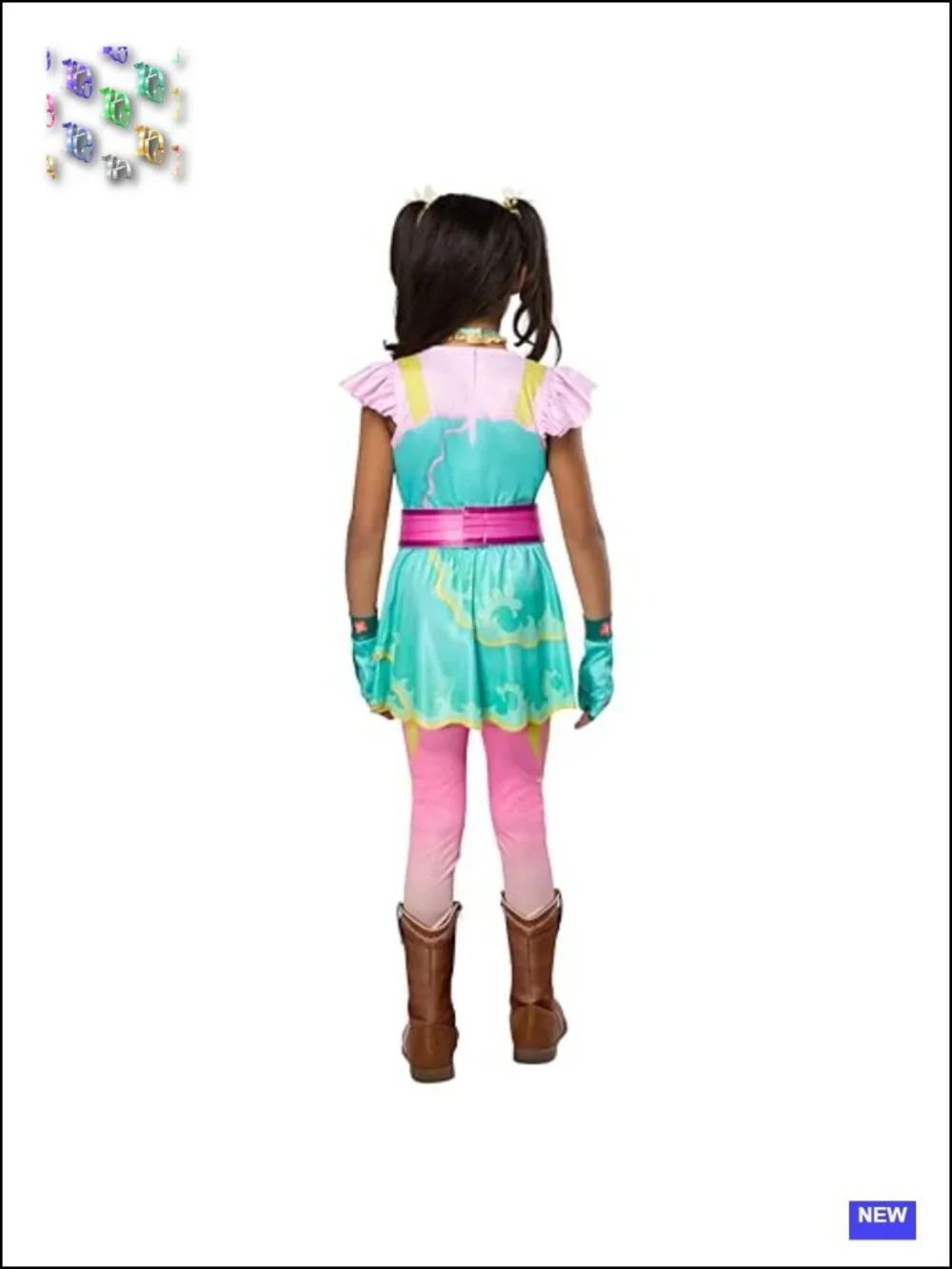 Kids Unicorn Academy Costume Dress Belt Leggings Gloves Necklace Hair Clips